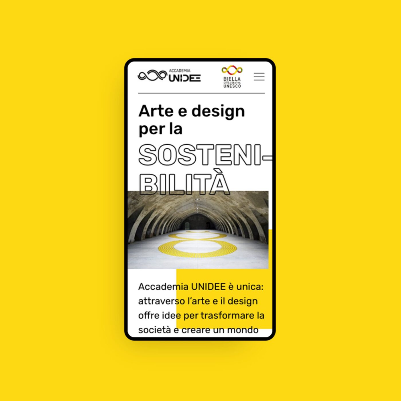 Accademia Unidee Mockup Phone Sostenibilità