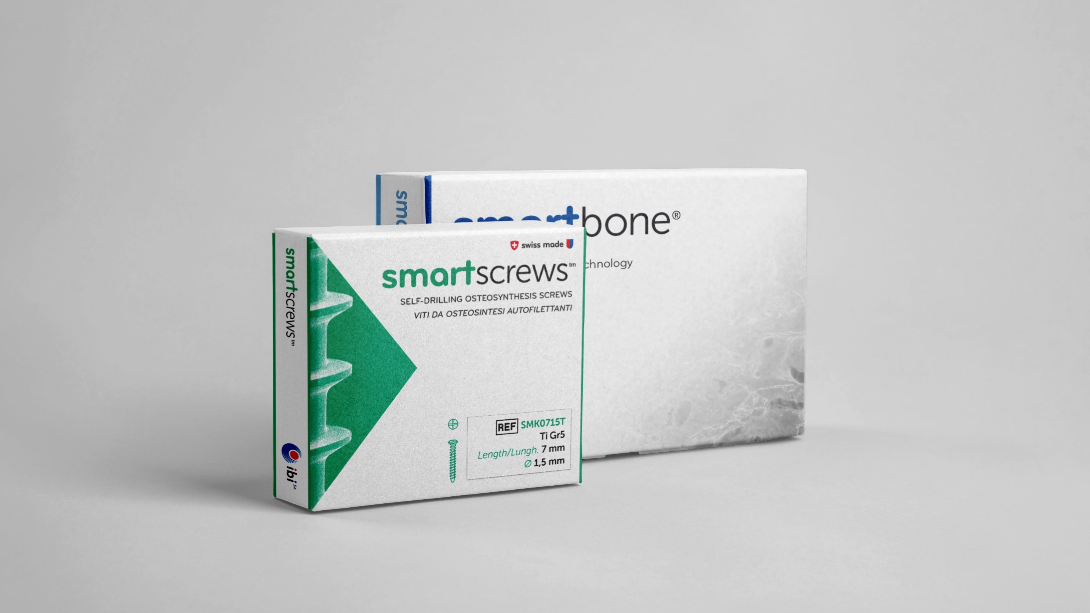 Progettazione brand-identity per azienda biomedica - packaging smartbone e smartscrew