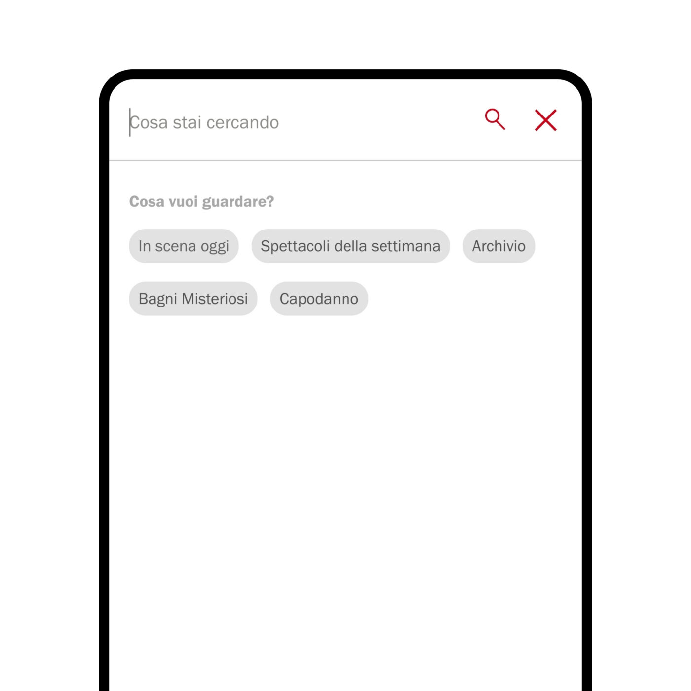 La ricerca del sito suggerisce con delle tag le parole chiave più cercate come 