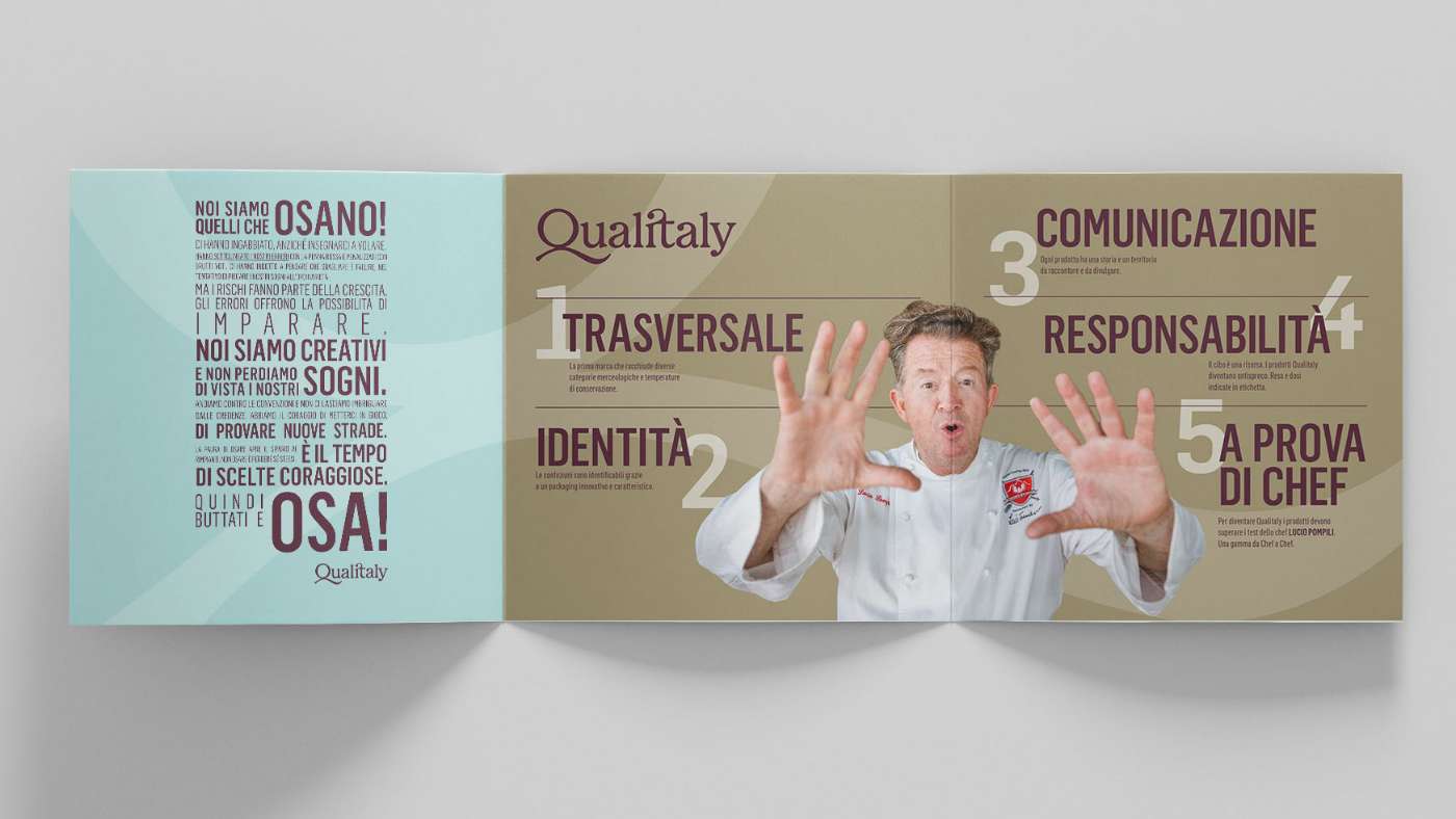 Qualitaly product identity food - brochure esplicativa del valore aggiunto del nuovo packaging.