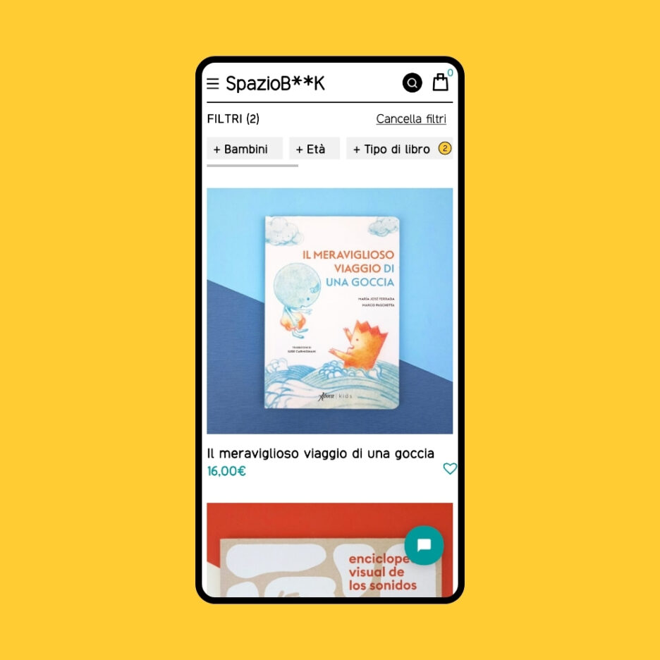 La ricerca avanzata dei libri di SpazioBK su mobile