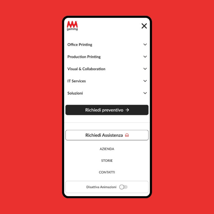 La navigazione mobile del sito che organizza semanticamente argomenti e sezioni per aumentare la trovabilità delle pagine e l'usabilità del sito